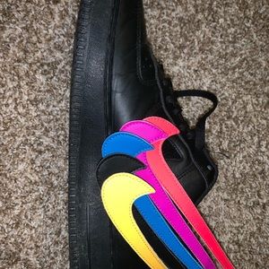black velcro swoosh nike air force 1’s